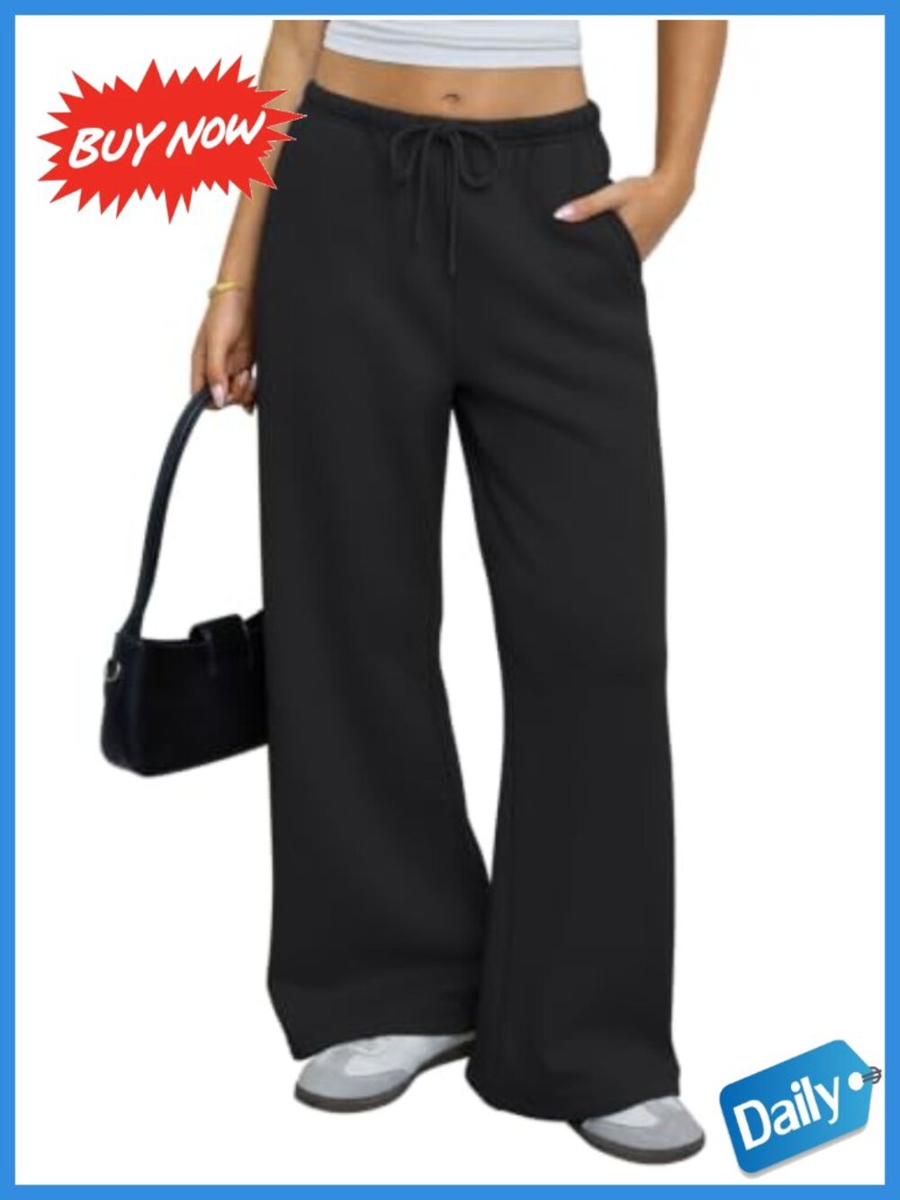 Womens Wide Leg Baggy Sweatpants Fleece Lined Lounge Pants